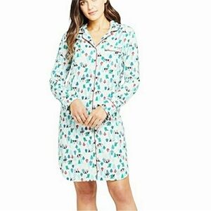 Lands' End 100% Cotton Peeking Cows Flannel Sleep Shirt Nightgown Size M(10-12)